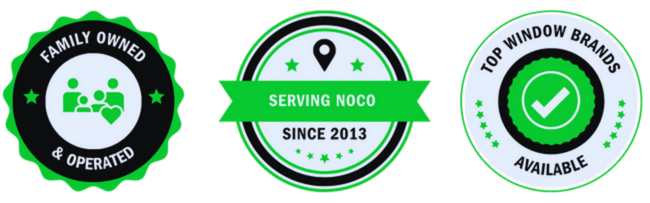 Trust badges: Family Owned & Operated, Serving Northern Colorado, Custom Window & Door Solutions